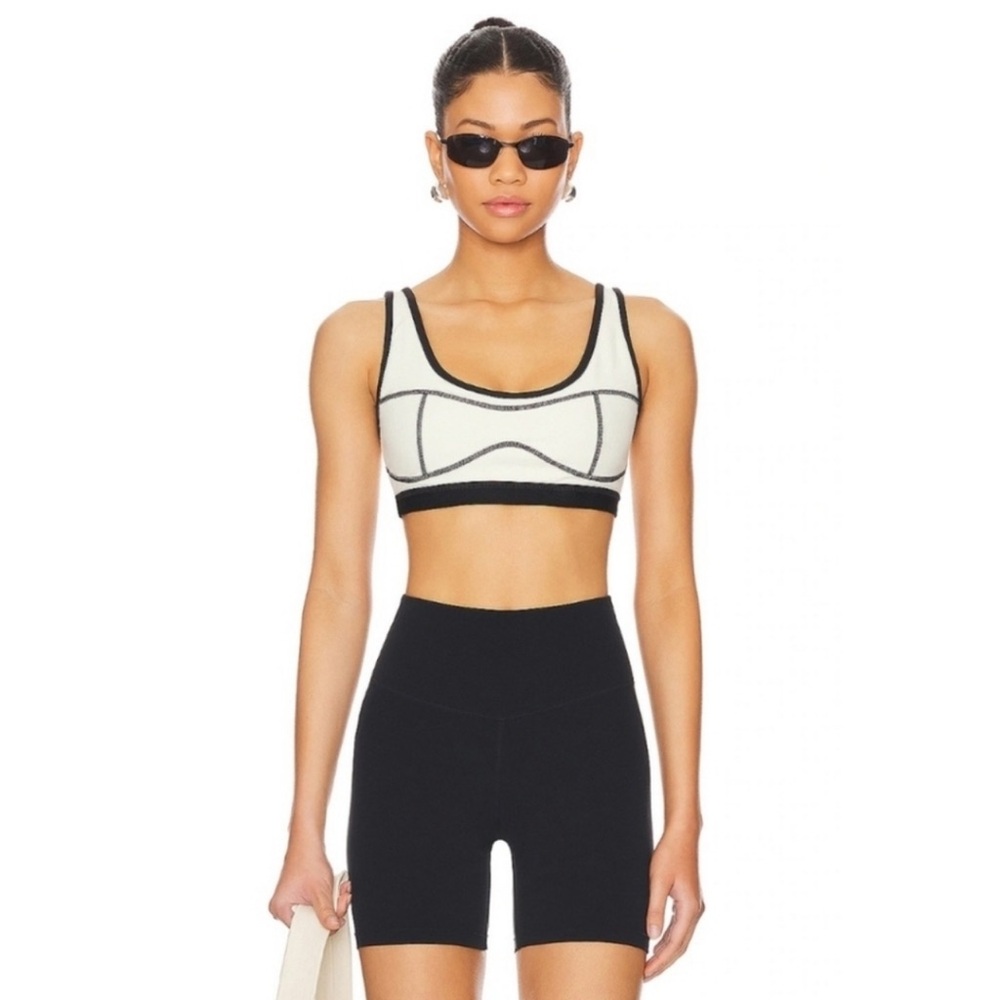 WeWoreWhat x Revolve Silhouette Sports Bra Sz XS - Cream Off White/Black